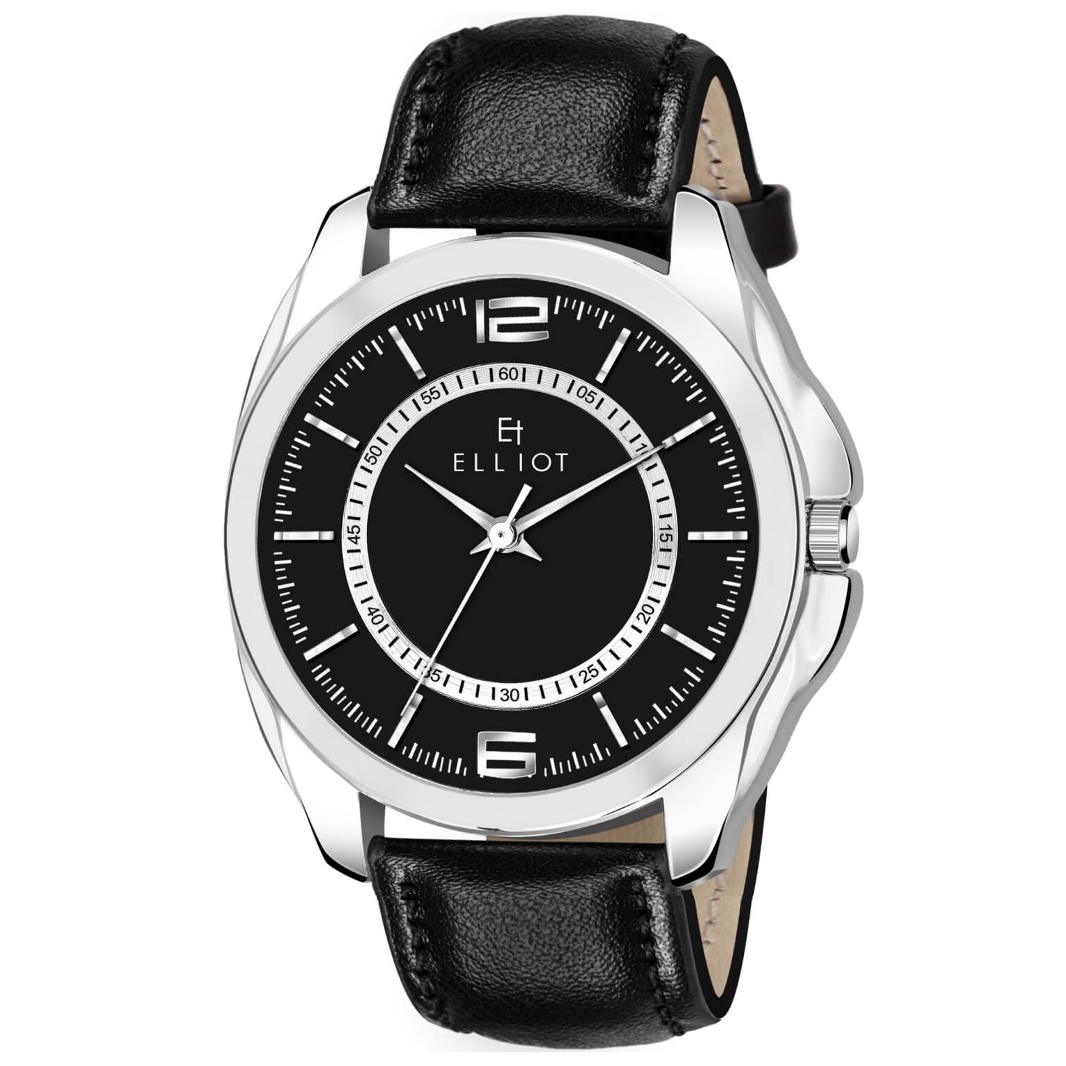 Elliot VET VI Men’s Watch – Black Dial with Black Faux Leather Strap, Analog Display, Daily & Office Use, Durable Build, 1-Year Warranty