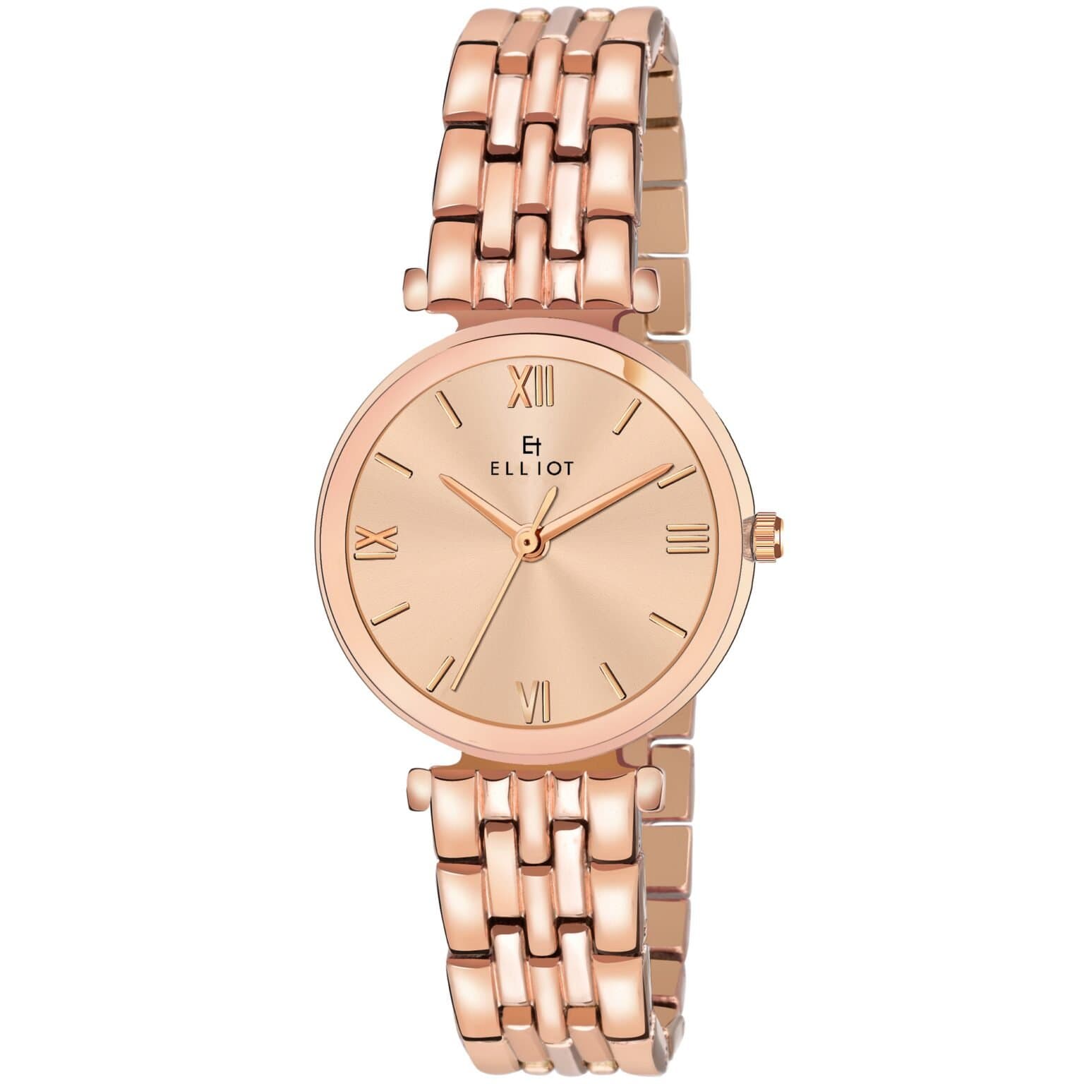 Elliot Elite XVII Rose Gold Dial Women’s Watch with Rose Gold Metal Strap – Elegant Wristwatch – Minimal Design – One Size Fit