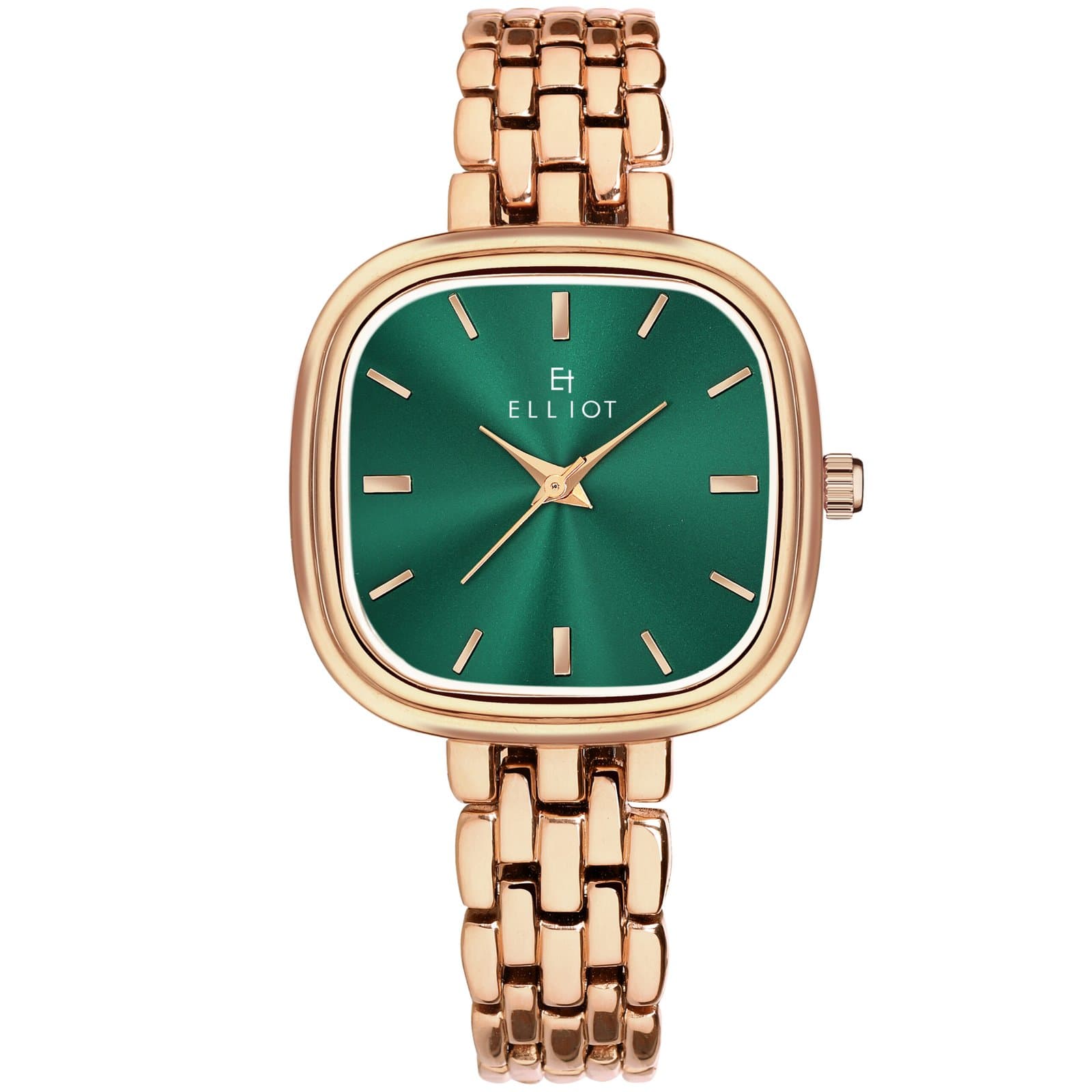 Elliot Square Women’s Watch Green Dial Rose Gold Strap Metal Chain – Elegant Analog Style – Standard Size