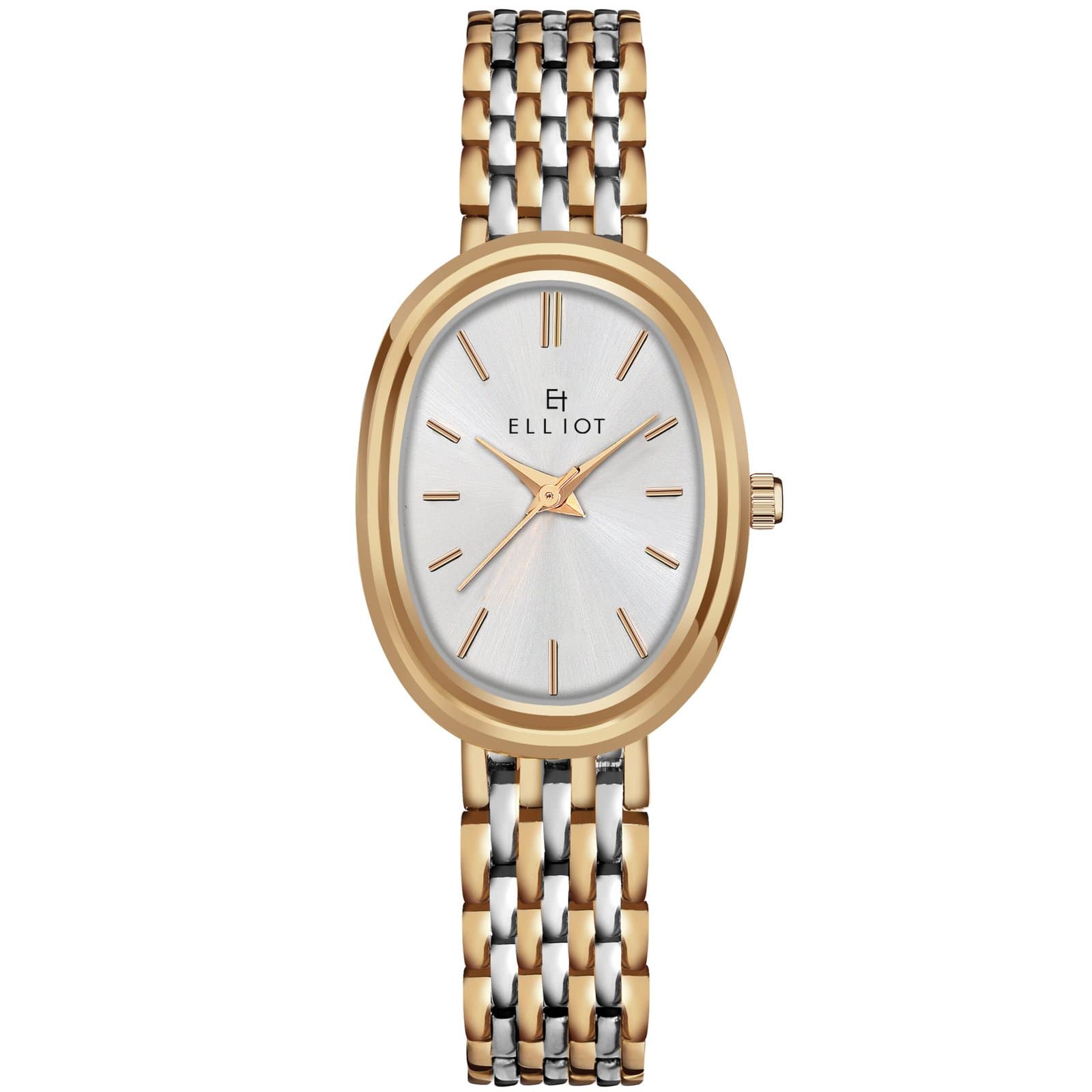 Elliot Majestic III Series Women’s Watch – Oval Silver Dial with Dual-Tone Strap – Elegant & Minimal