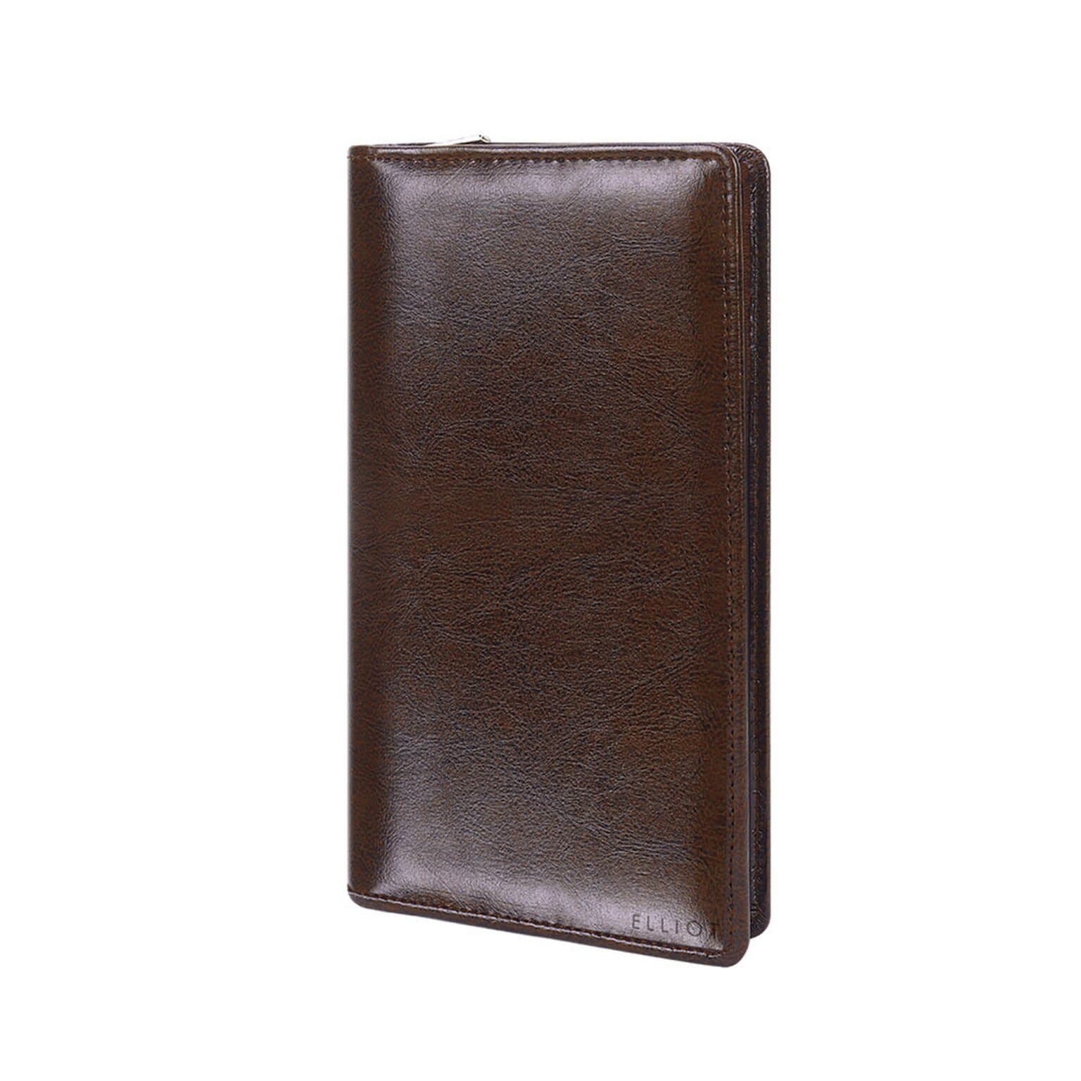 Elliot Vegan Leather Vet VII Series Brown Cheque Book Holder, Debit/Credit Card Holder Travel Organizer Document Bag for Men & Women Small Accessories