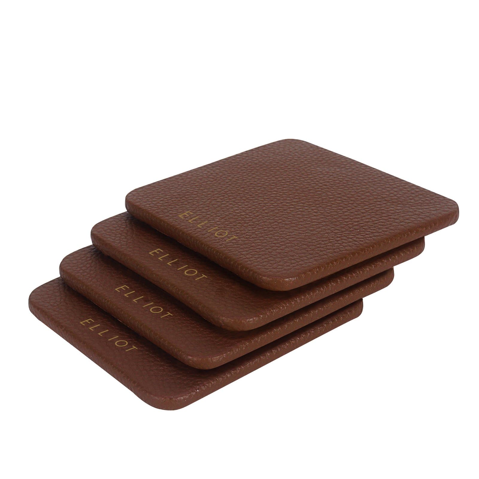 Elliot Brown Faux Leather & Wooden Base Designer Tea Coaster Set of 4| 10×10 cm | for Tea/Coffee Cups, Mugs, Beer Cans, Bar Glasses | Office & Dining Table Decor | Premium Drink Coasters |Heat Resistant