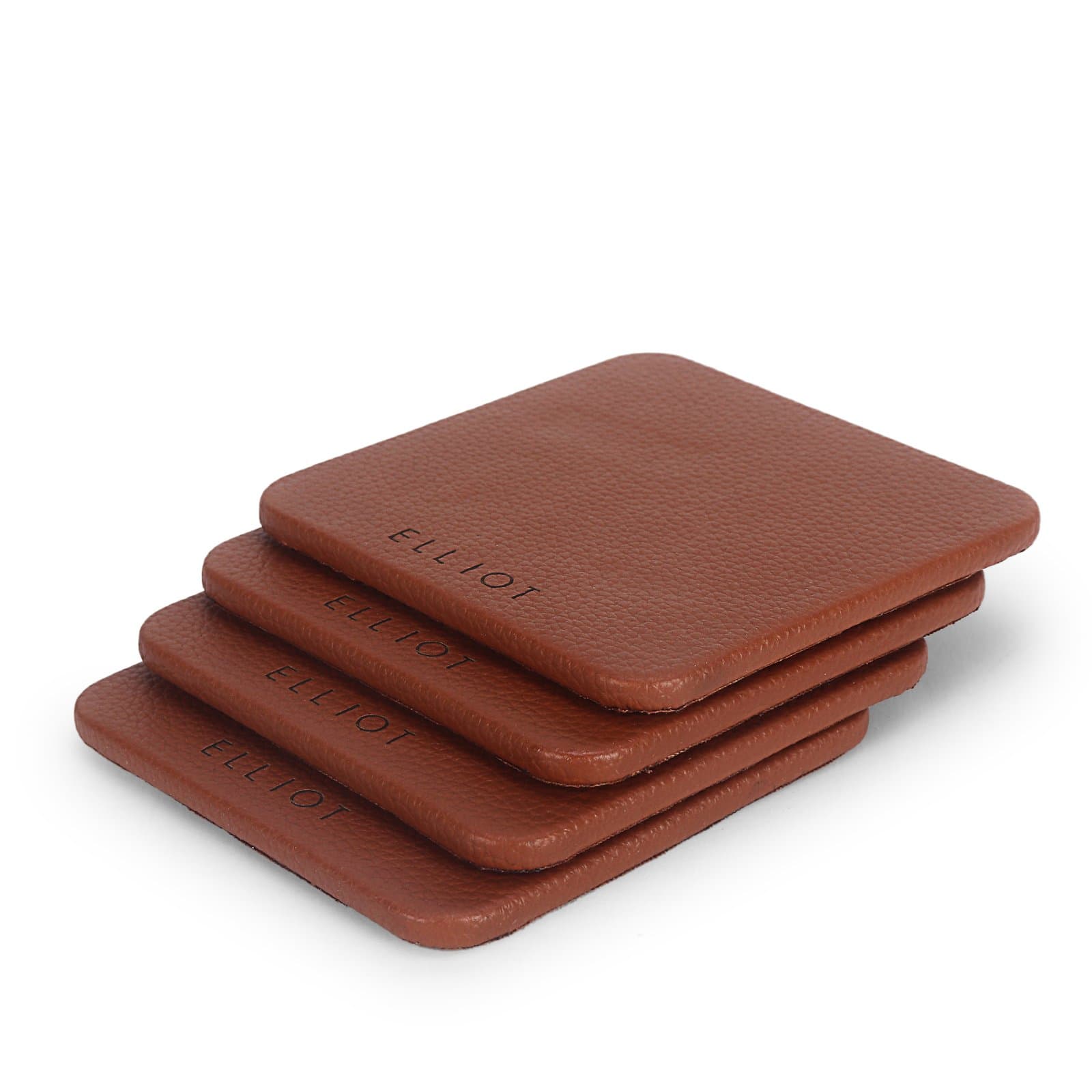 Elliot Tan Faux Leather & Wooden Base Designer Tea Coaster Set of 4| 10×10 cm | for Tea/Coffee Cups, Mugs, Beer Cans, Bar Glasses | Office & Dining Table Decor | Premium Drink Coasters |Heat Resistant