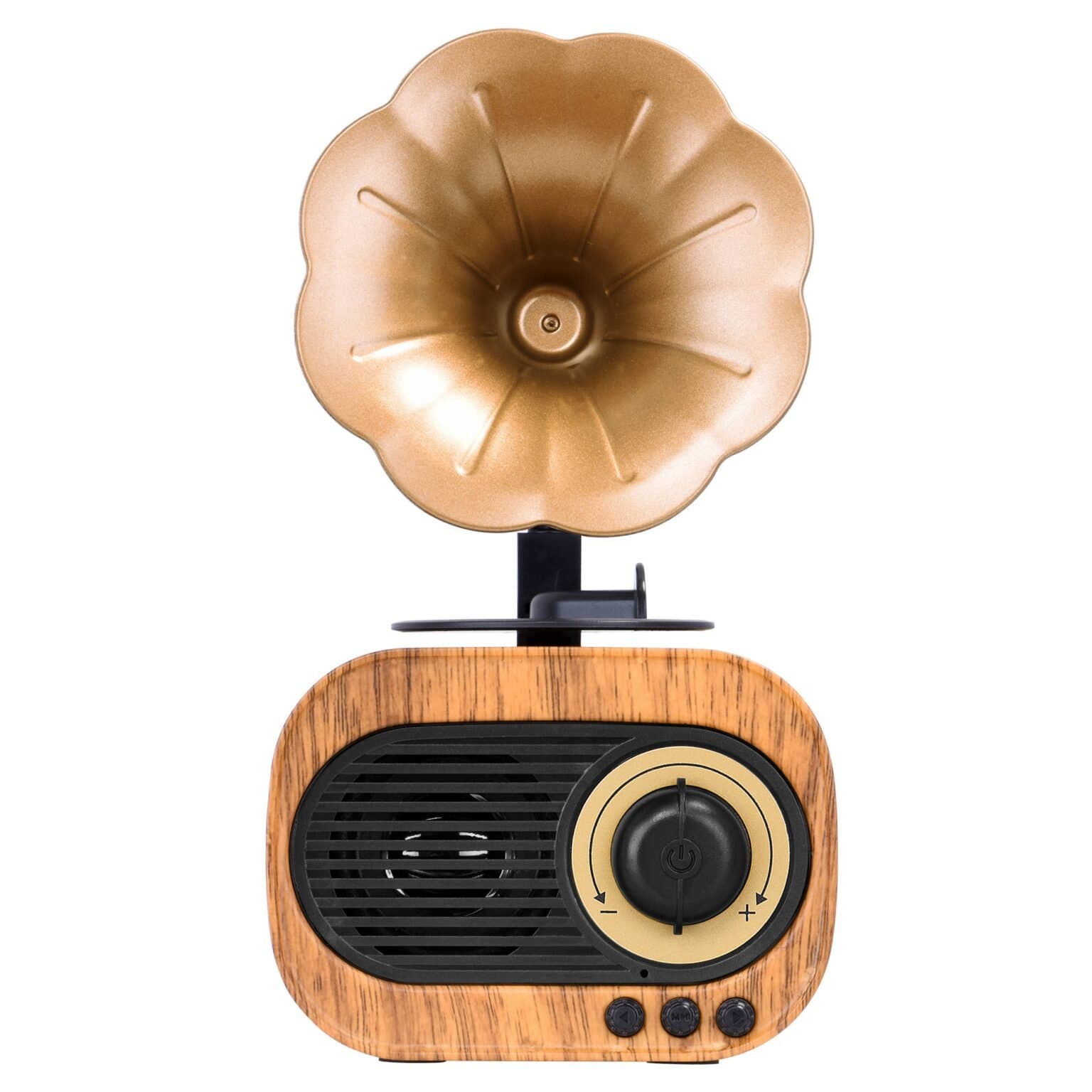 Elliot Gramophone Bluetooth Speaker With 3-6 Hour Playing Time, Built-In Mic, Handsfree Call, Aux Line, Usb Flash Drive, Micro Sd Card, Hd Stereo Sound And Bass