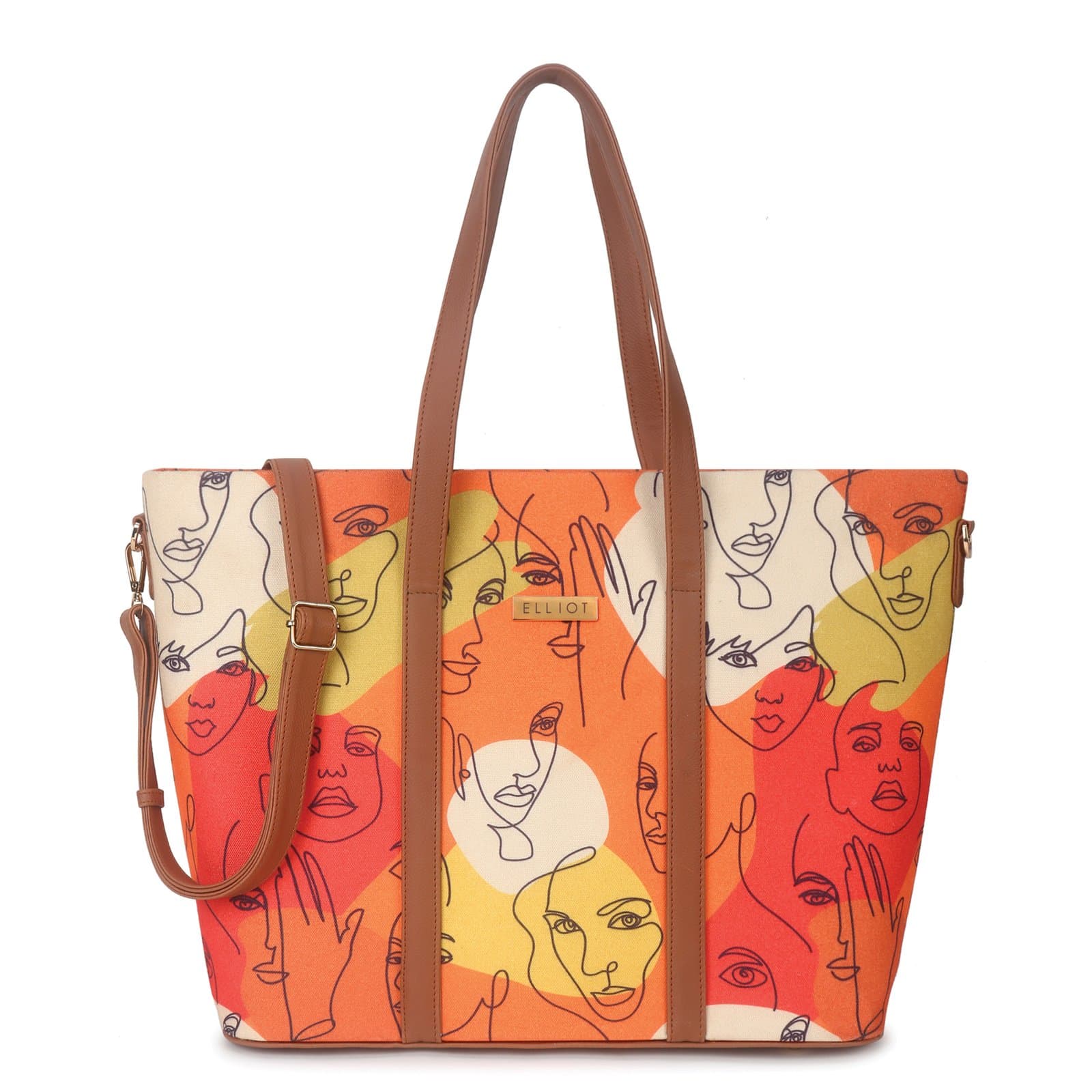 Elliot Art Series Satchel for Women – Multicolour Printed Bonded Canvas Fabric, Zip Closure, Detachable Strap – Daily-Use Shoulder Bag with Organized Compartments