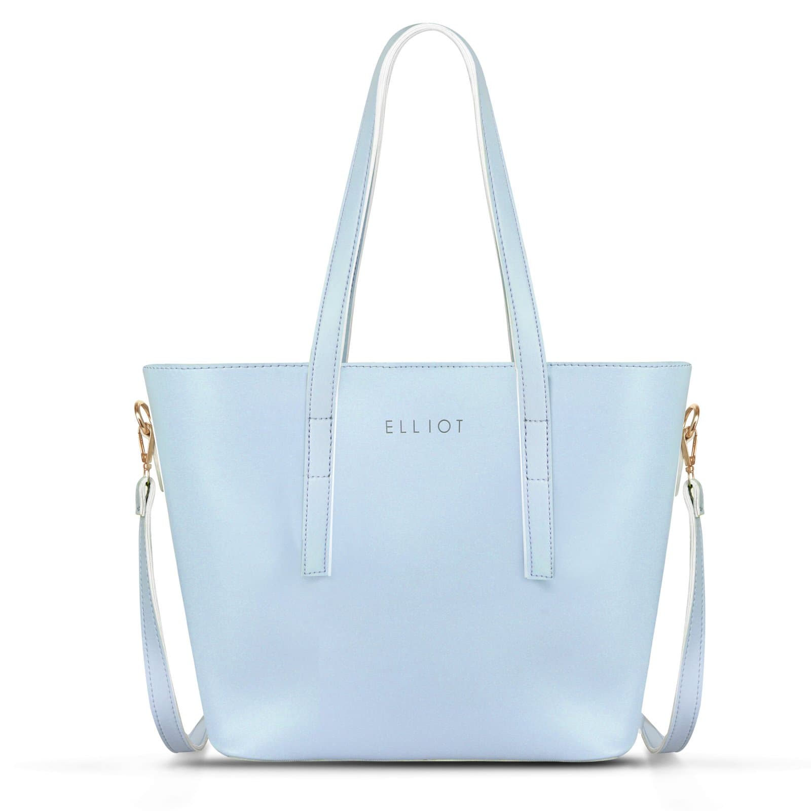 Elliot Colors Series Vegan Leather Purse for Women, Elegant Tote Bag with Long Handles, 1 Large Compartment, Crossbody Strap, Daily Use Bag in Baby Blue