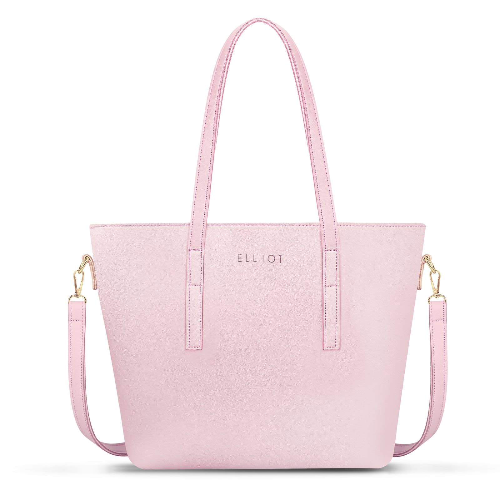 Elliot Colors Series Vegan Leather Purse for Women, Elegant Tote Bag with Long Handles, 1 Large Compartment, Crossbody Strap, Daily Use Bag in Pink