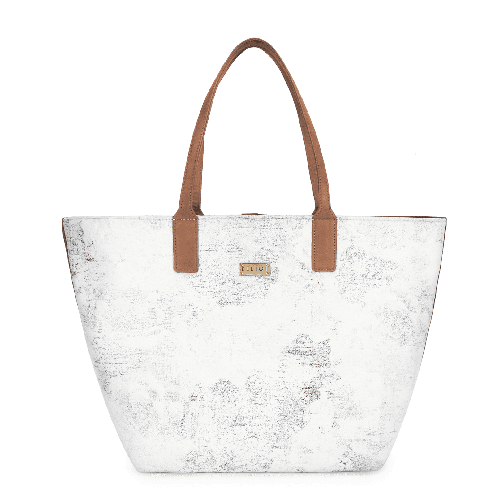 Elliot Spin II  White & Tan Tote for Women – Premium Vegan Leather, Hook Closure, Large Main Compartment – Stylish & Practical Bag for Work, Travel & Casual Use
