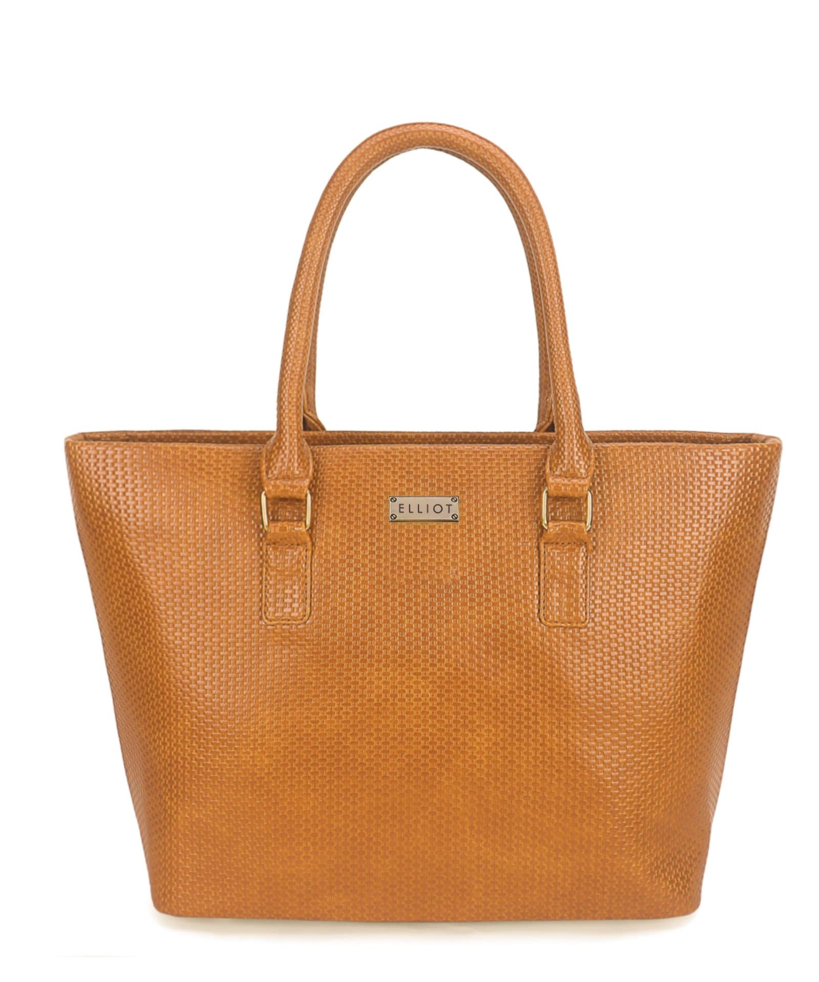 Elliot Weave Series Tan Handbag for Women | Textured Vegan Leather Tote | Compartments Including Tab & Card Holder Slots | Outer Zip Pocket