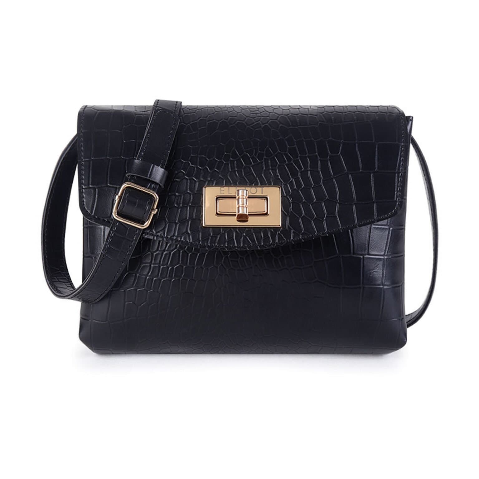 Elliot Women’s Mini Purse – Diva II Series Black Vegan Leather Handbag with Twister Closure & Dual Compartments – Compact & Chic for Daily and Party Wear