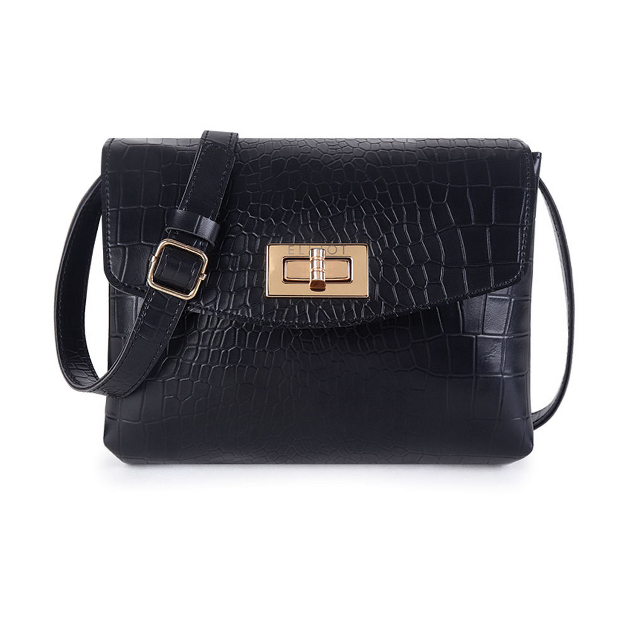 Elliot Women’s Mini Purse – Diva II Series Black Vegan Leather Handbag with Twister Closure & Dual Compartments – Compact & Chic for Daily and Party Wear