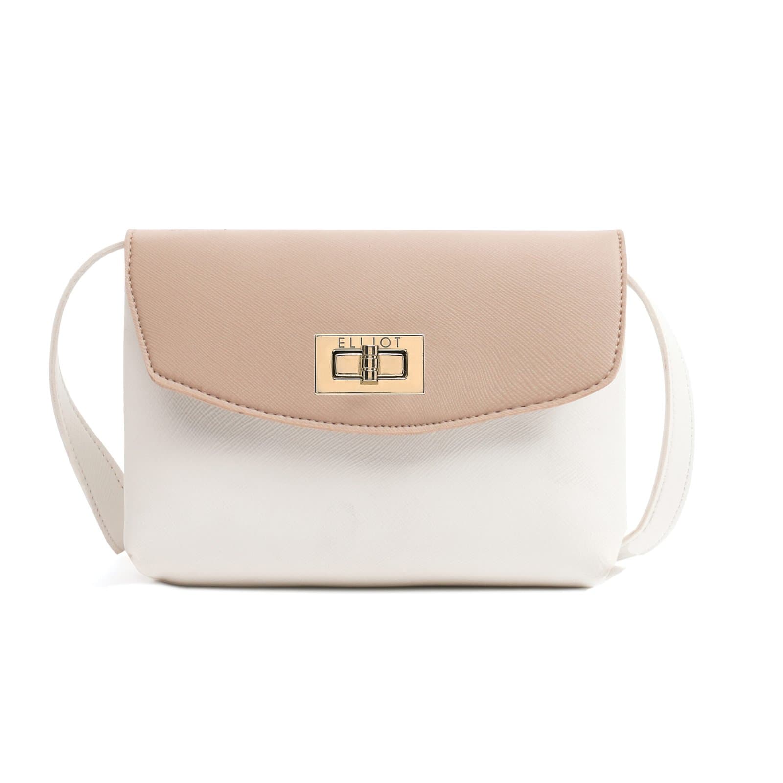 Elliot Women’s Diva III Beige-White Series Mini Purse – Elegant Vegan Leather with Twister Lock, Two Compartments, Compact Design – Everyday or Travel Use