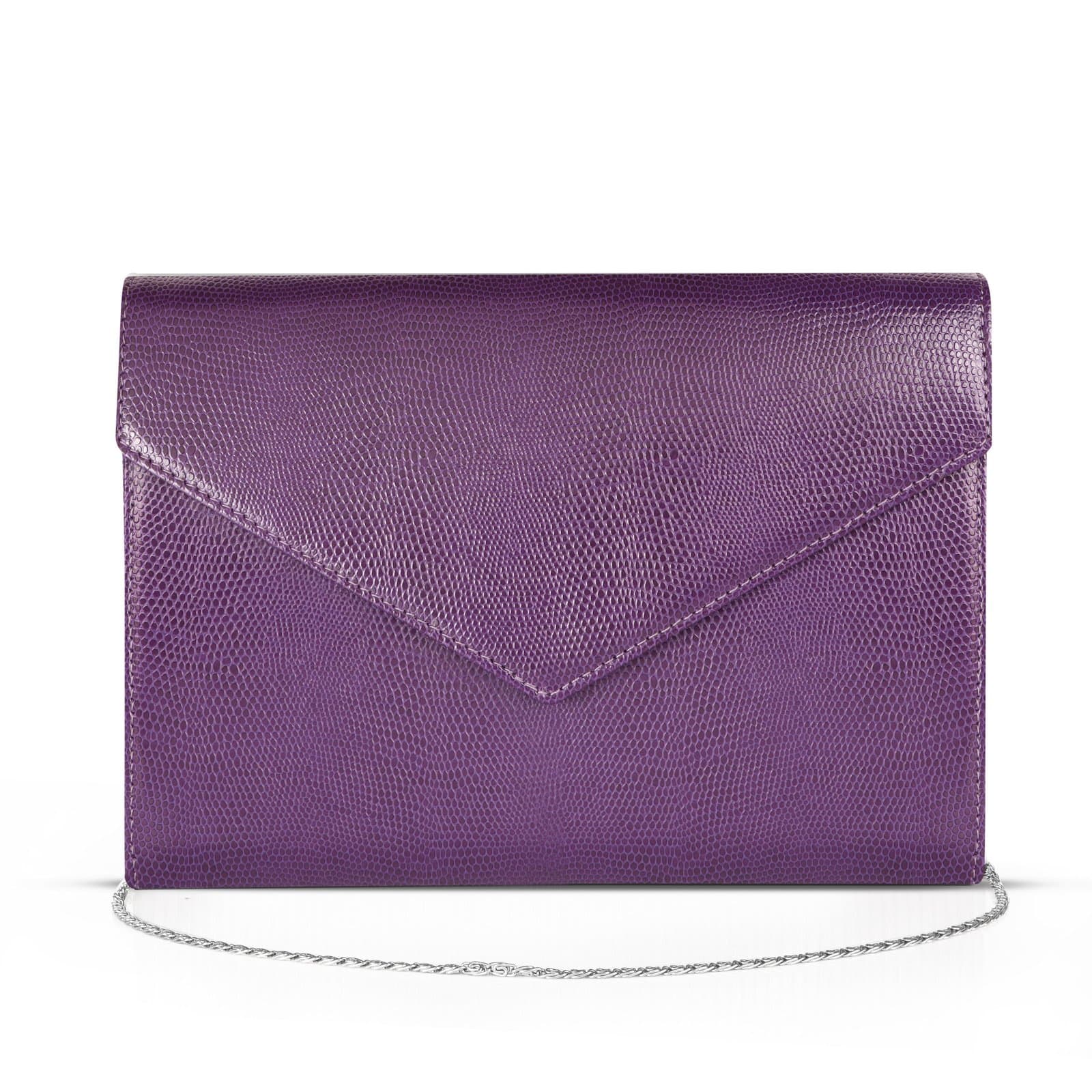 Elliot Feb II Series Vegan Leather Clutch for Women | Flap Magnetic Closure, Silver Chain Strap, Zipper Pocket | Evening, Party, Wedding Purse | Royal Purple