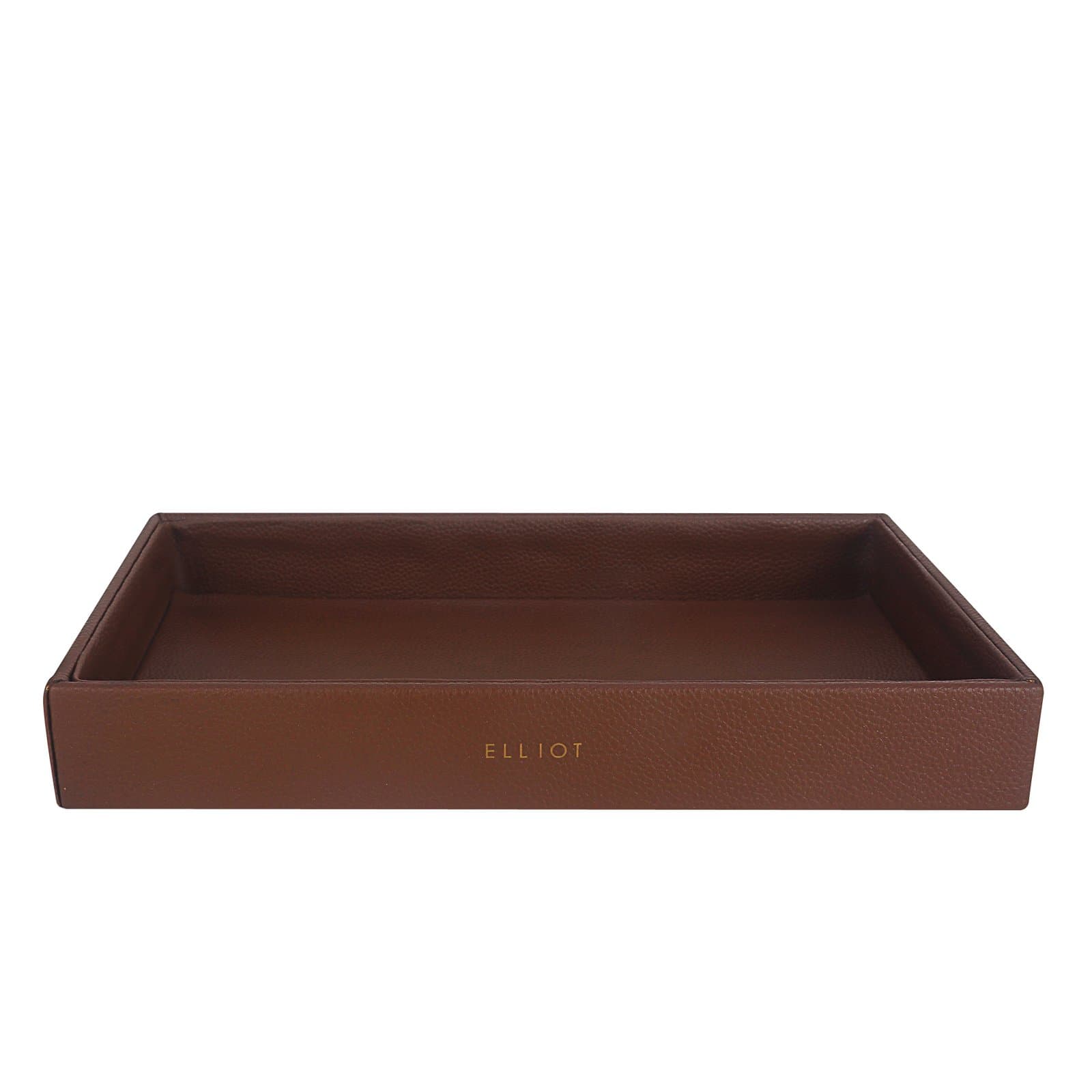 Elliot Faux Leather Tray Organizer with Wooden Base – Rectangular Desk Storage Box for Keys, Watches, Mobile Phones, Jewellery, Coins, Office Supplies & Cosmetics