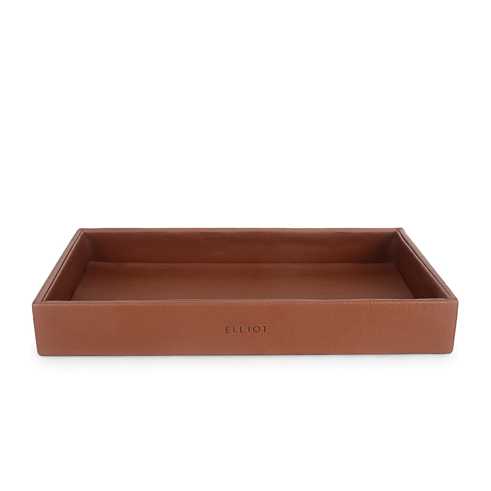 Elliot Faux Leather Tray Organizer with Wooden Base – Rectangular Desk Storage Box for Keys, Watches, Mobile Phones, Jewellery, Coins, Office Supplies & Cosmetics