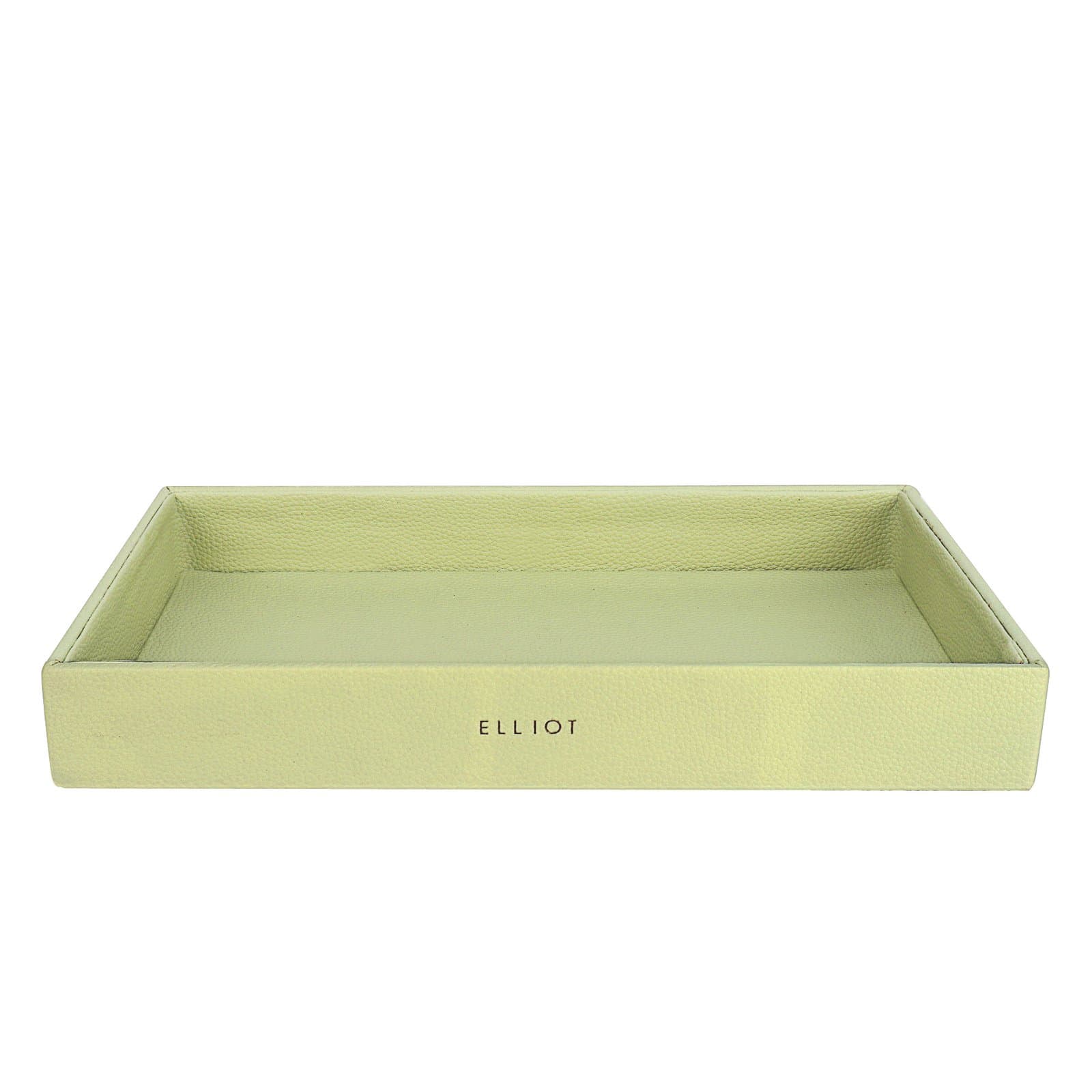 Elliot Faux Leather Tray Organizer with Wooden Base – Rectangular Desk Storage Box for Keys, Watches, Mobile Phones, Jewellery, Coins, Office Supplies & Cosmetics
