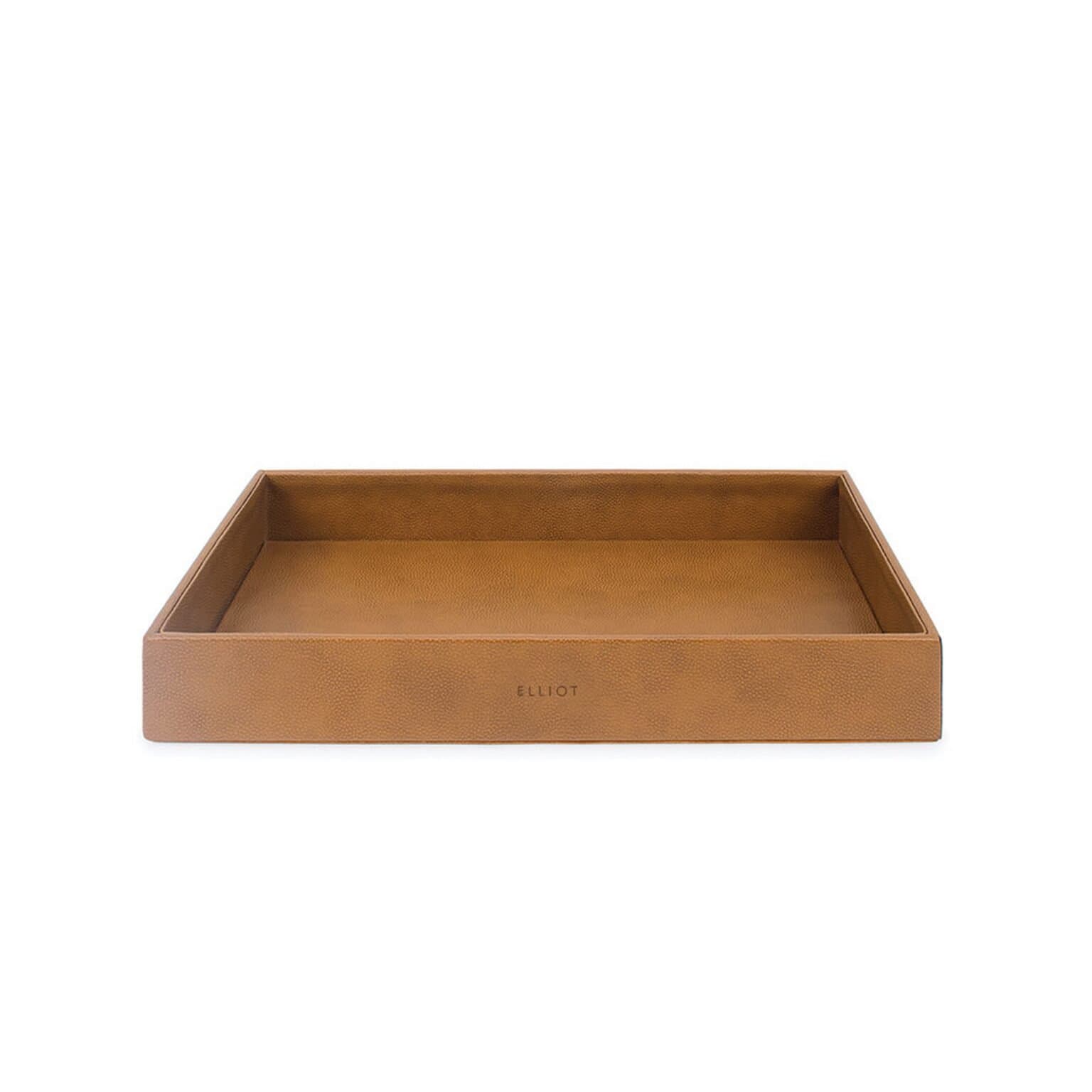 Elliot Faux Leather Tray Organizer with Wooden Base – Rectangular Desk Storage Box for Keys, Watches, Mobile Phones, Jewellery, Coins, Office Supplies & Cosmetics