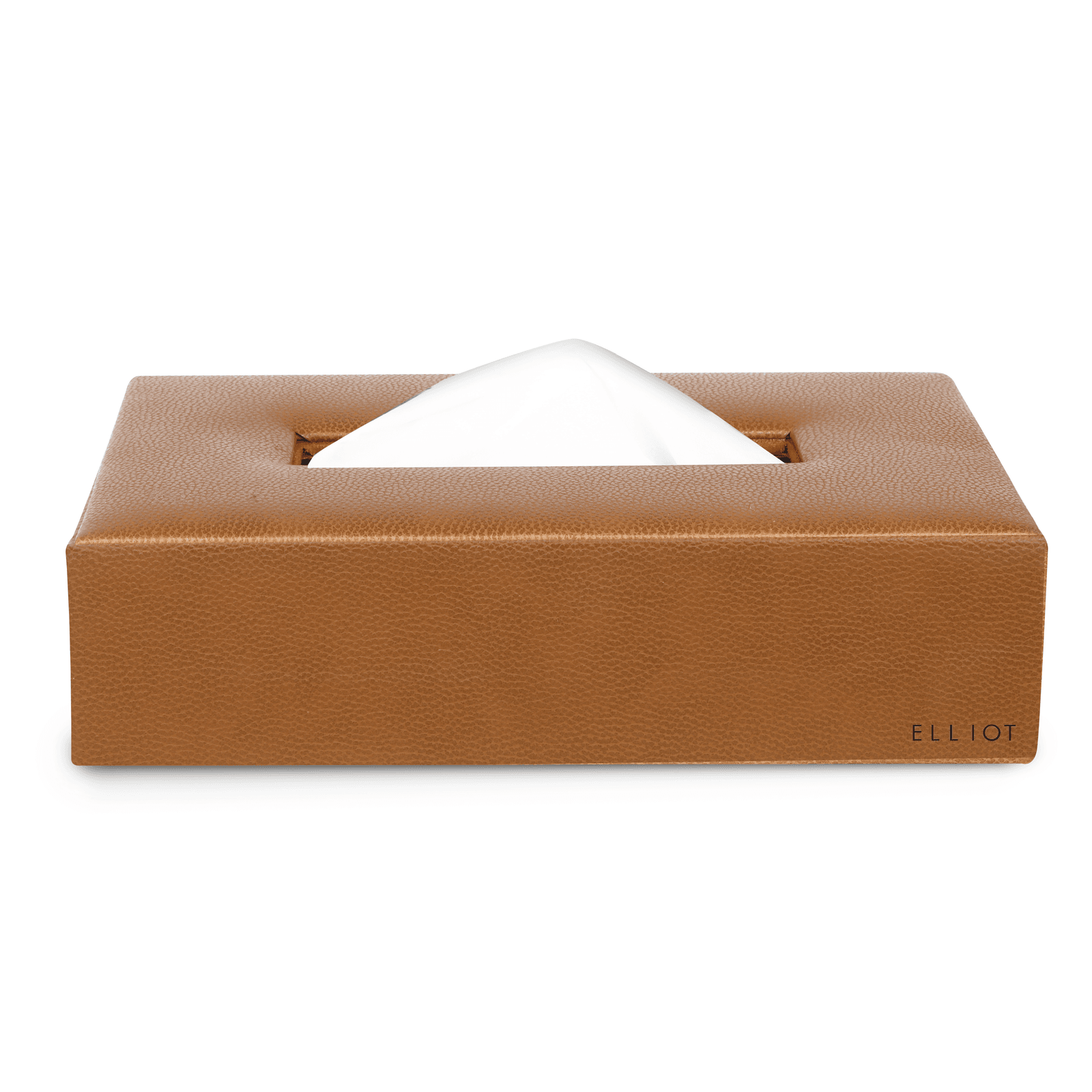 Elliot Premium Vegan Leather Tissue Box Holder with Wooden Base, Rectangular Napkin Holder & Tissue Paper Dispenser for Home, Office & Car, Facial Tissue Case Organizer In Tan