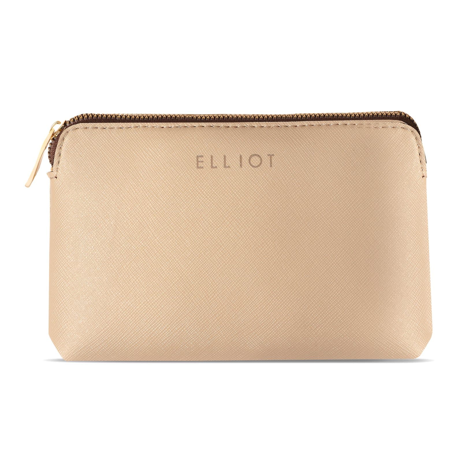 Elliot Tan Vegan Leather Unisex Kit Pouch, Travel Pouch for Toiletries Shaving Kit & Cosmetics, for Travel Accessories, Organizer Travel Pouch for MakeUp