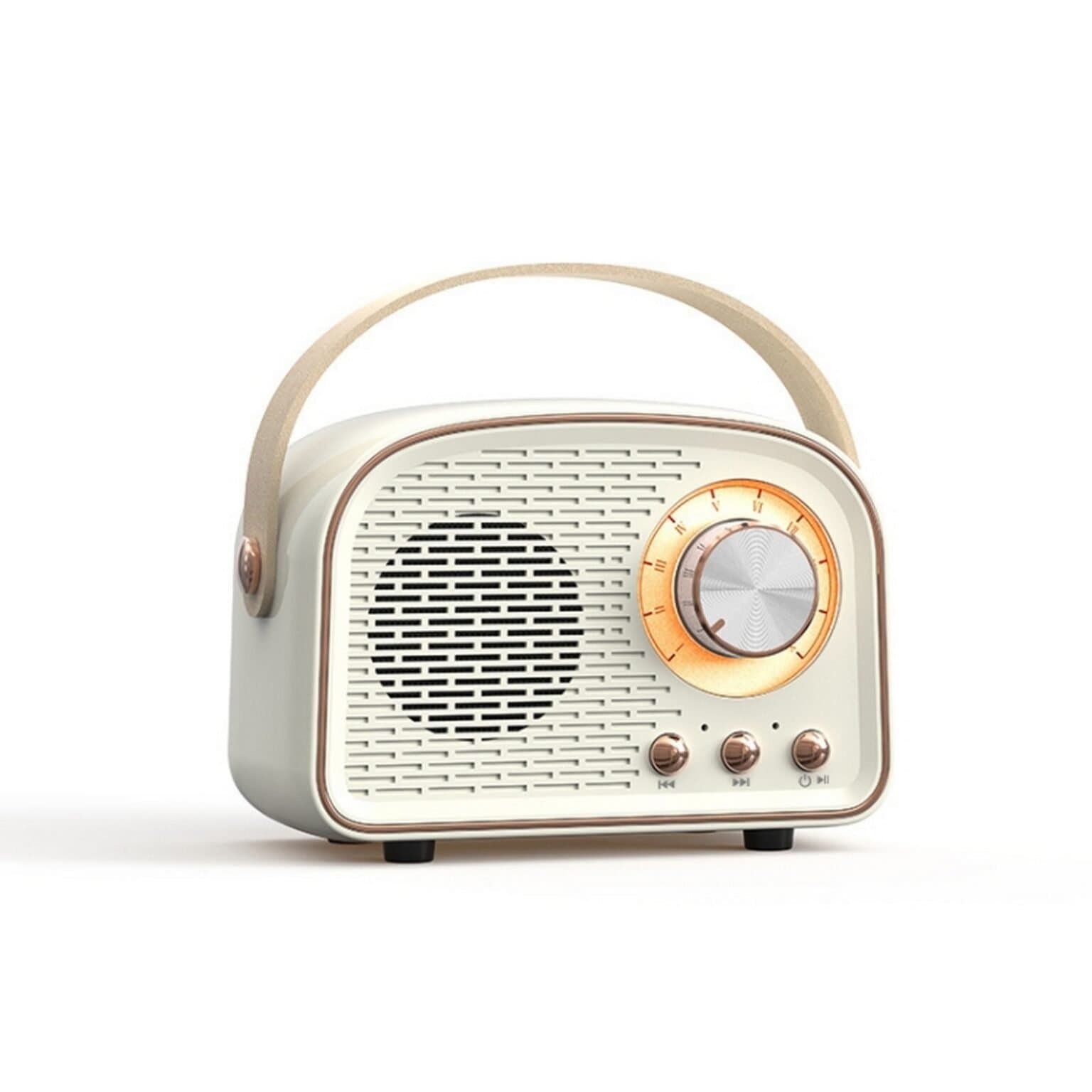 Elliot Retro Series Bluetooth Speaker – 3W Portable Rechargeable Speaker with FM, Memory Card Slot, 500mAh Battery, 10m Bluetooth Range – Ideal for Outdoor & Desktop Use – Beige