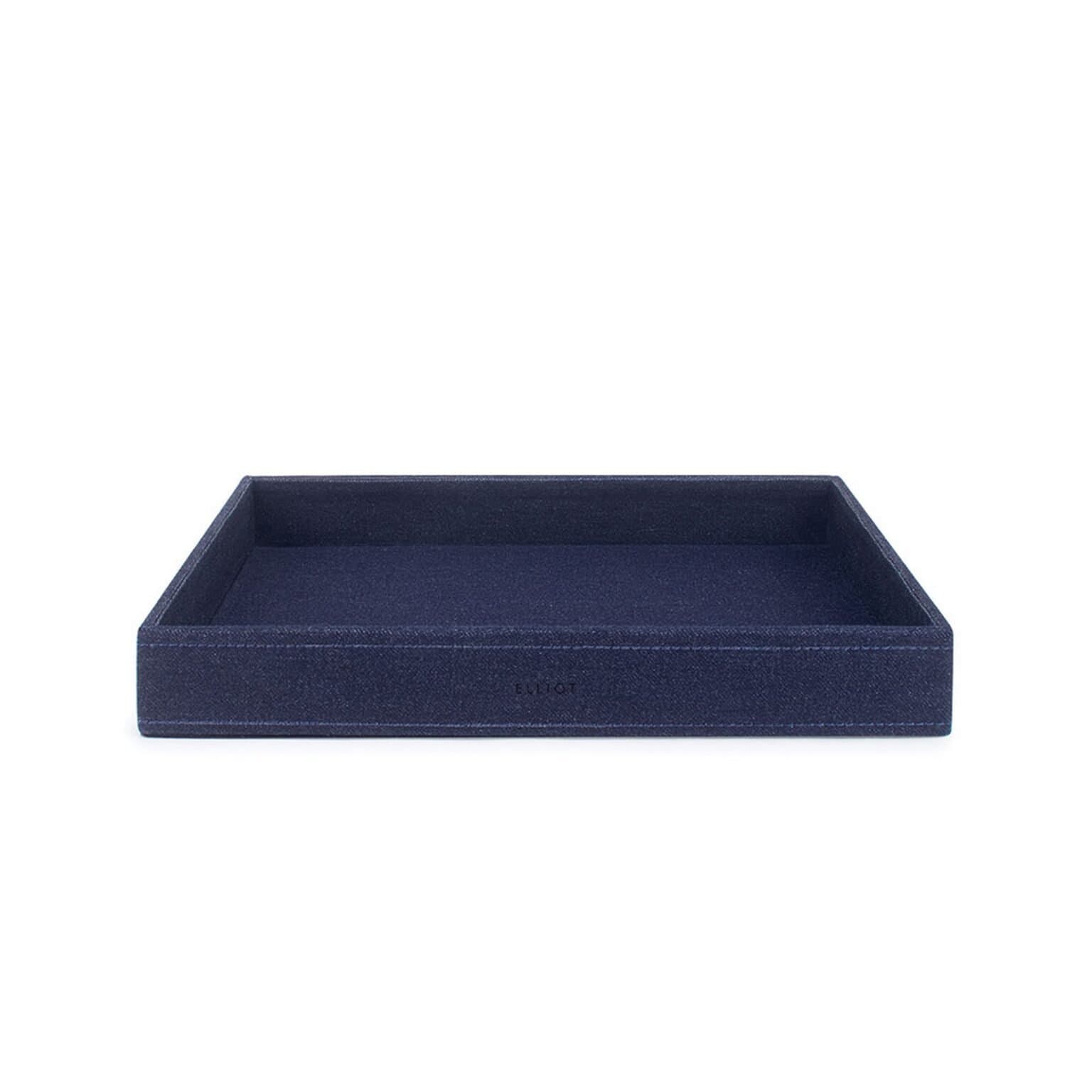 Elliot Faux Leather Tray Organizer with Wooden Base – Rectangular Desk Storage Box for Keys, Watches, Mobile Phones, Jewellery, Coins, Office Supplies & Cosmetics
